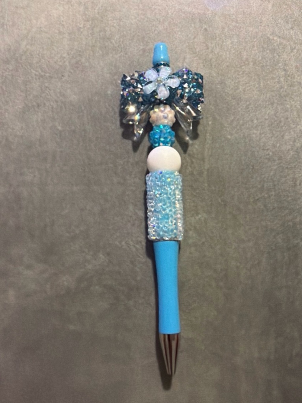 Blue Crystal Beaded Decorative Pen - Women Accessories